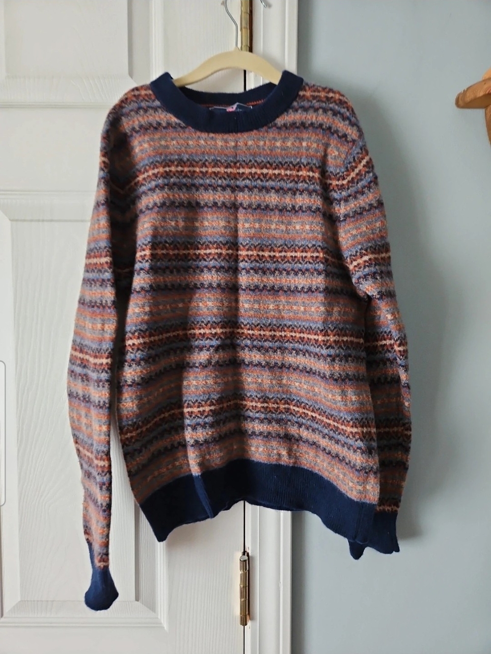 Vineyard Vines Navy and Rust Wool Crewneck Sweater